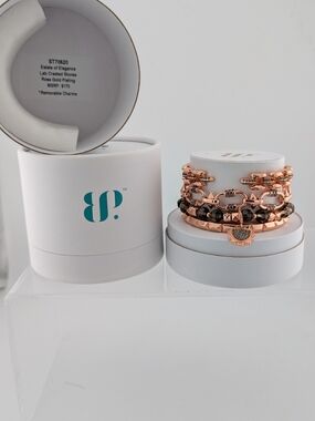 Estate of Elegance Rose Gold Plated Multi-Stack Bracelet Set